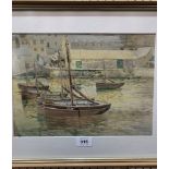 MARCUS HOLMES. BRITISH 20TH CENTURY A Cornish Harbour. Signed. Watercolour. 9½' x 13'