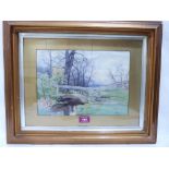J. G. VEACO. BRITISH 20TH CENTURY Landscape with bridge. Signed, inscribed and dated 1914.