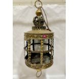 A 19th century brass repousse decorated hall lantern. 29' high