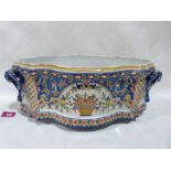 A 19th century continental tin glazed jardiniere, 18' wide