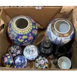 Two boxes of 20th century Chinese and other ceramics