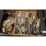 A box of cutlery and sundries
