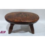An early 19th century primitive oak inlaid stool. 9½'