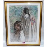 DIMITAR KRUSTEV. BULGARIAN/AMERICAN. 1920-2013 Study of two South American girls. Signed. Mixed