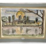 DIERDRE STURROCK. BRITISH obit. 2018 An industrial landscape. Signed. Watercolour and other media