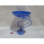 A modernist design glass Tazza or comport. 11' high