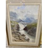 Col. GEORGE STRAHAN. BRITISH 1872-1913 A Waterfall Near Kolabari, India. Signed. Watercolour 34' x