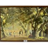 G.D. PAUL RAJ. INDIAN 1914-1979 A road in bright sunlight with figures. Signed. Watercolour 14½' x