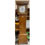 An oak 30hr longcase clock, with birdcage movement, the brass dial signed William Bradford,