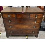 A Regency mahogany chest, the crossbanded line inlaid top over three short and three long drawers,
