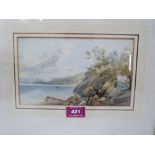 THOMAS MILES RICHARDSON Jnr. BRITISH 1813-1890 A coastal scene. Signed initials. Watercolour 5½' x