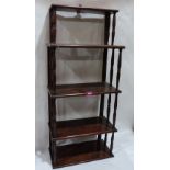 A 19th century oak wall rack of five shelves with spindle turned uprights. 31' high