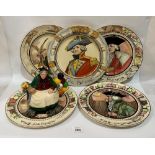 Five Royal Doulton collector plates, viz: The Falconer, The Mayor, The Admiral, The Parson and The