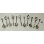 Eleven silver teaspoons. Various dates. 7ozs