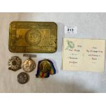 A WWI medal group 241956 PTE A. GRIFFITHS. R. WAR. R. The lot to include two badges and a Royal