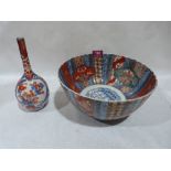 A Japanese Imari decorated bowl 10' diam and an Imari globular vase, 8¼' high