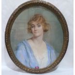 CHARLOTTE BLAKENEY-WARD. BRITISH 1873-1962 Portrait of a lady, she depicted half length, wearing a