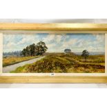 ERNEST KNIGHT. BRITISH 20TH CENTURY An extensive landscape. Signed. Oil on canvas 12' x 30'