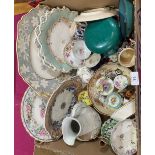 A box of of 19th century and later ceramics