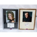 Popular Culture. Celine Dion and Rutger Hauer. Photographs and autographs. Framed. (2)