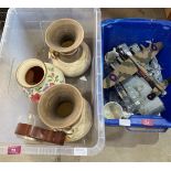Two boxes of vases, Airfix aircraft etc.