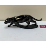 A rare Swarovski Crystal figure of a black jaguar. 6½' long