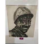 CHRIS GRIFFIN R.C.A. WELSH Bn. 1945 Study of a miner. Signed and dated '77. Charcoal 11¼' x 9¼'