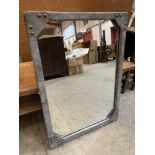 An industrial style galvanised metal wall mirror. 35' x 25'