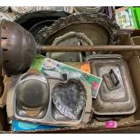 Two boxes of metalware and plate