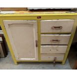 A painted pine kitchen cabinet with four drawers. 32' wide