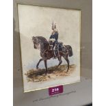 ORLANDO NORIE. BRITISH 1832-1901 Study of a mounted lancer. Signed. Watercolour 7½' x 6'