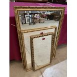 Three gilt framed wall mirrors