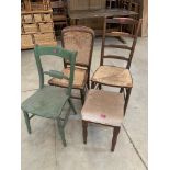 Three miscellaneous chairs and a mahogany stool (4)