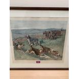 AFTER GEORGE VERNON STOKES. BRITISH 1873-1954 A hunting scene. Print on paper. 15' x 18'