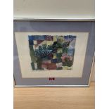 A framed print after Paul Klee. 'Sudpicher Grazten' 12' x 17'