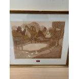 GILLIAN LAWSON. BRITISH 20TH CENTURY Village Pond. Signed, dated '76 and inscribed. Artist's proof