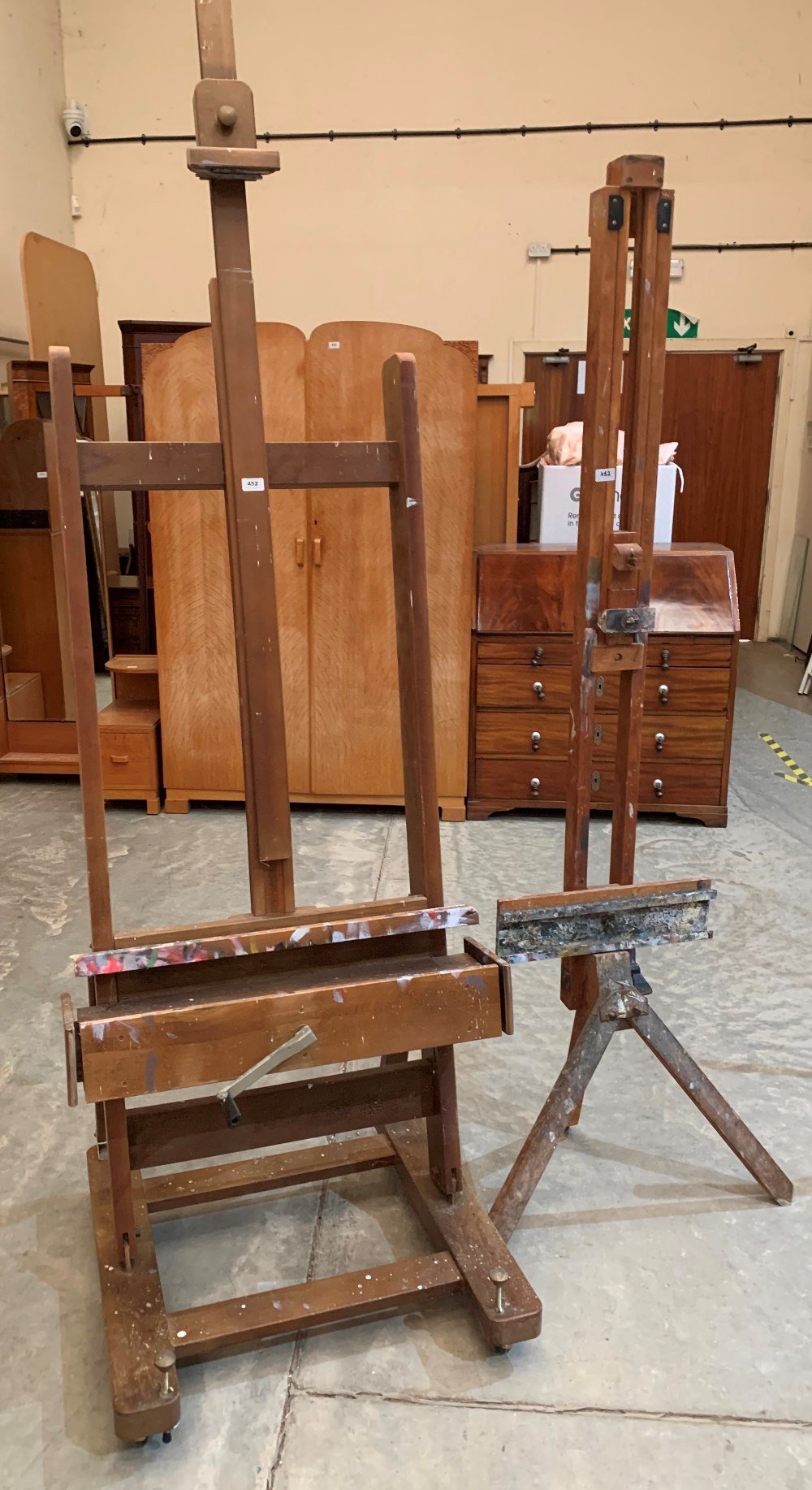 Two artist's studio easels