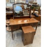 An Edward VII mahogany and inlaid dressing table with a similar pot cupboard