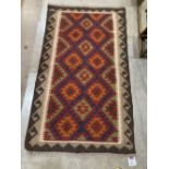 A Maimana Kilim rug. 1.38m x 0.83m