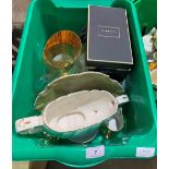 A box of ceramics and glass