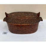 A Danish treen tejne or lunch-box with punched and incised decoration. 11' wide