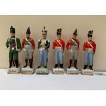 Six ceramic figures of English soldiers. 6½' high
