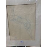 SYLVIA MELLAND. BRITISH 1906-1993 Study of a diver. Signed. Blue crayon drawing 17' x 13'. Unframed