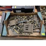 Two boxes of old door fittings etc.