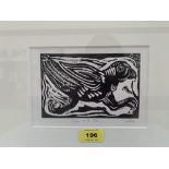 A woodcut print signed J.M. Gibbs and inscribed Eagle of St. John. 5' x 7'