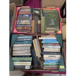 A box of childrens' books and a box of general books