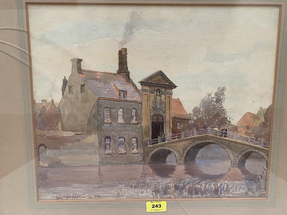 GEORGE HARRISON. BRITISH 1882-1936 Les Pont des Beguinages, Bruges. Signed, dated 1924 and inscribed