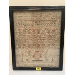 A William IV needlework sampler worked by Harriet Maybank aged 8 years, 1831. 17' x 13' together