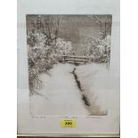 R. SAMARANEERA. 20TH CENTURY Winter Style. Signed and inscribed. Artists' proof. 9¾' x 7¾'