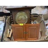 An oak aneroid barometer, stationery cabinet etc.